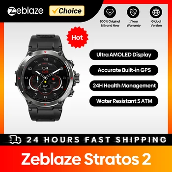 ZK50 Zeblaze Stratos 2 GPS Smart Žiūrėti AMOLED 24h Sveikatos Ekranas 5 ATM Ilgas Baterijos veikimo laikas Smartwatch Vyrams