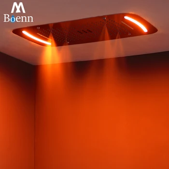 Įterptųjų Lubų Montuojamas Didelis Vonios kambarys Dušo Galvutė Jutiklinis Ekranas LED Šviesos Kritulių Showerhead Krioklys,Rūkas,Masažinės Dušo