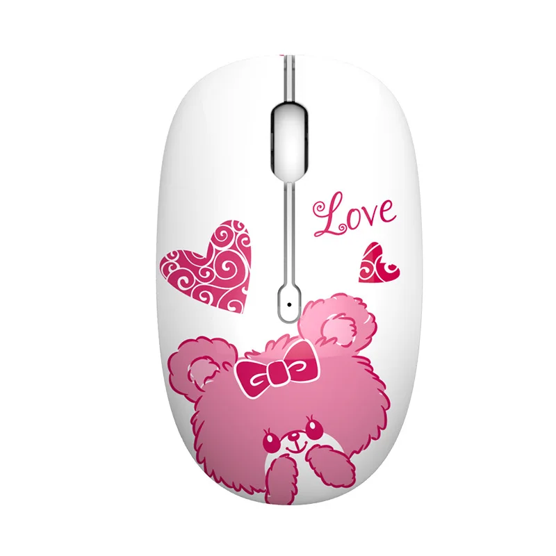 2.4 G USB Silent Wireless Mouse 1600DPI Mielas Rožinis Žaidimų Pelės 