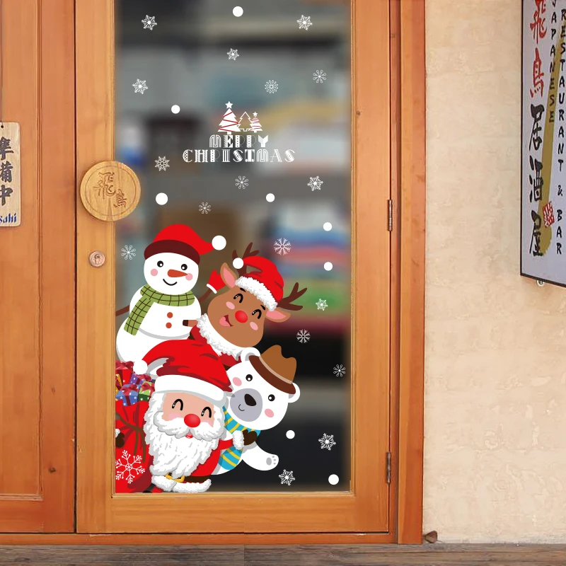 2021 Animacinių filmų Kalėdiniai Langų Lipdukai, Stiklo Dekoravimas Sienų Lipdukai Santa Claus ir šiaurės elnių Kalėdų Dekoratyviniai Lipdukai PVC
