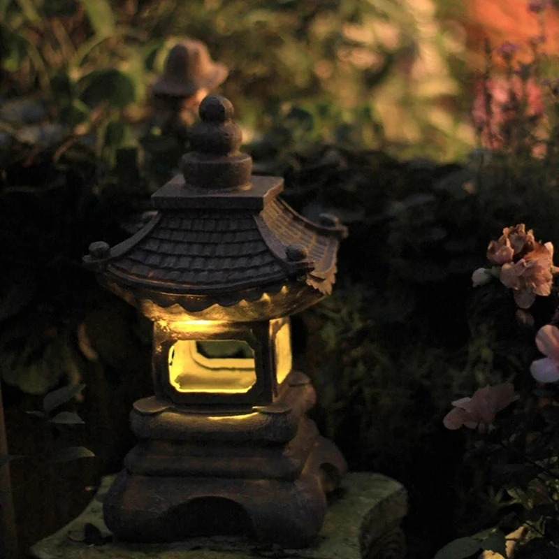 2X Japonų Stiliaus Kiemo Dekoracija Dervos Saulės Lempos Palace Žibintai Zen Kraštovaizdžio Šviesos Sodas Puošmena