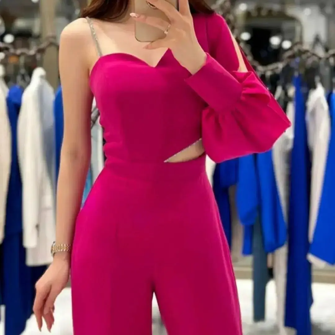 Auchan Lisa Raudona Promenadzie Suknelė, Vieną Petį Su Vyresniųjų Vakarą Vasaros Elegantiškas Šalis Suknelė Moterims 2023