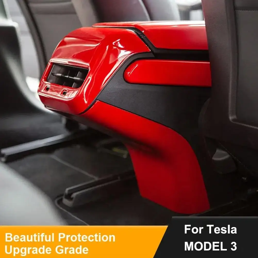 Automobilių Galinis Oro Kondicionierius, Ventiliacijos Angos Anti Kick Apdaila Padengti Tesla Model 3 Anglies Pluošto Skydelio Dangtelį Reikmenys, Interjero Dekoro