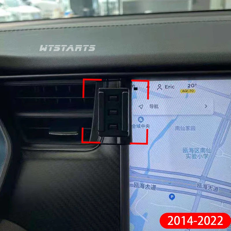 Belaidis Kroviklis Automobilinis Telefono Laikiklis Kalno Stovi Tesla Model S X 2014-2022 Reguliuojamas GPS Navigacija, Laikiklis Mobiliesiems Priedai