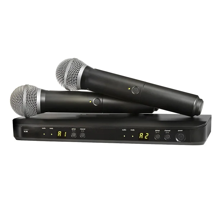 BLX288/SM58 UHF Bevielio Mikrofono Sistema Puikiai tinka Bažnyčia, Karaoke, Vokalas Nešiojamą Vokalinis Mikrofonas, Dual Channel Imtuvas