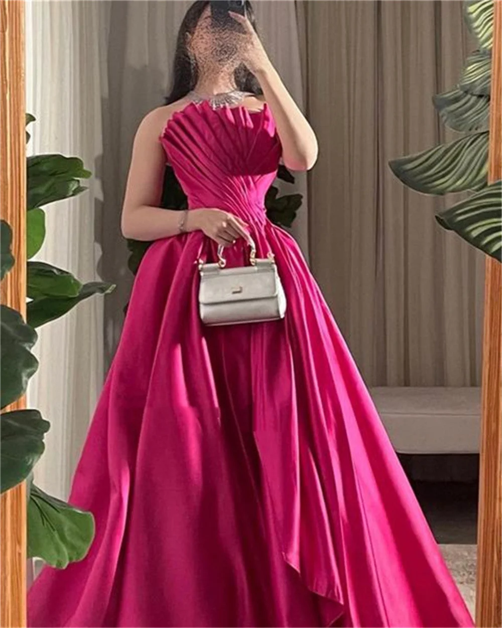 Cathy Seksualus فساتين السهرة Rose Pink Storio Satin Promenadzie Suknelė 2023 Stebėjimo-line Šalis Suknelės Rankovių Vestidos De Noche