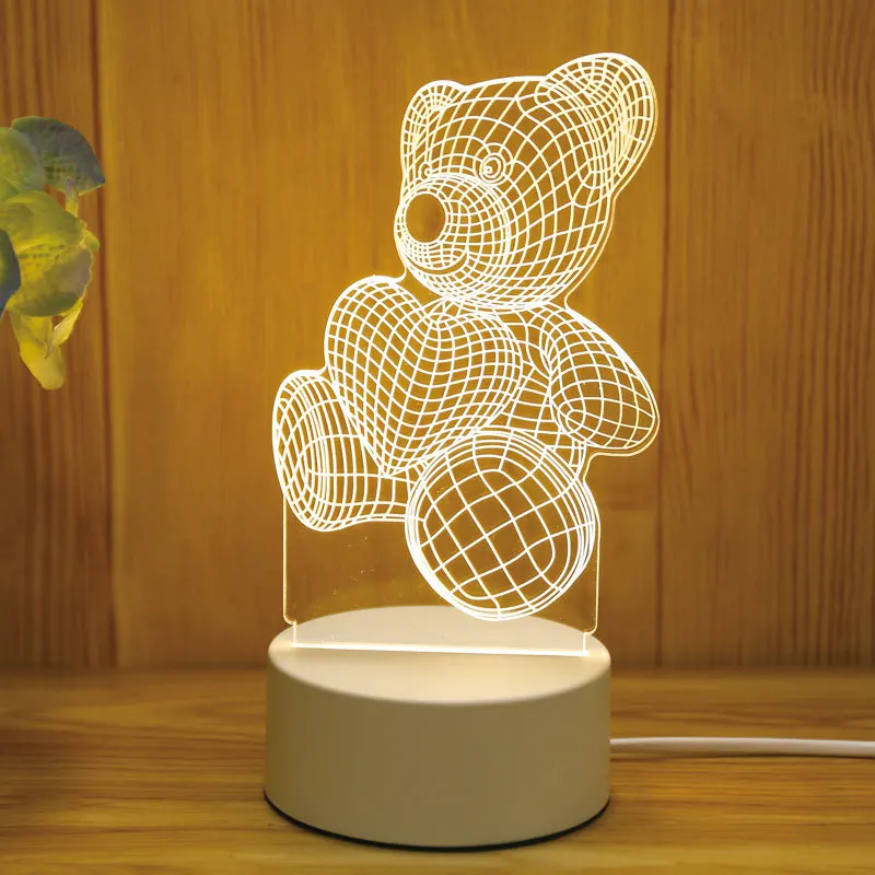 Creative 3D USB led nakties šviesos kūrybos animacinių filmų Apžvalgos ratas elnias formos 3 spalvos nakties šviesos staliukas, lempa namų puošybai