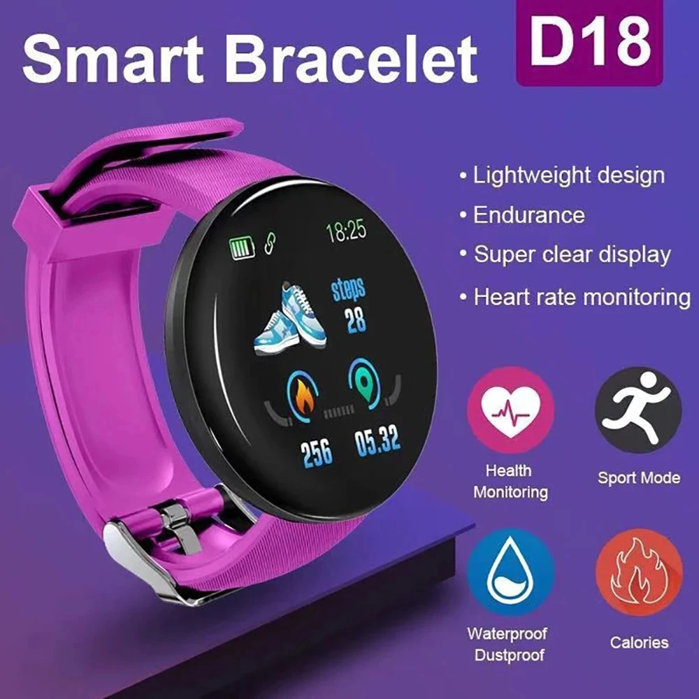 D18 Elektroninio Sporto Apyrankę Smart Juosta Riešo Laikrodžių Apyrankės Vyrams, Moterims Vaikas Smartband Smartwatch Laikrodį, Skaitmeninis Laikrodis