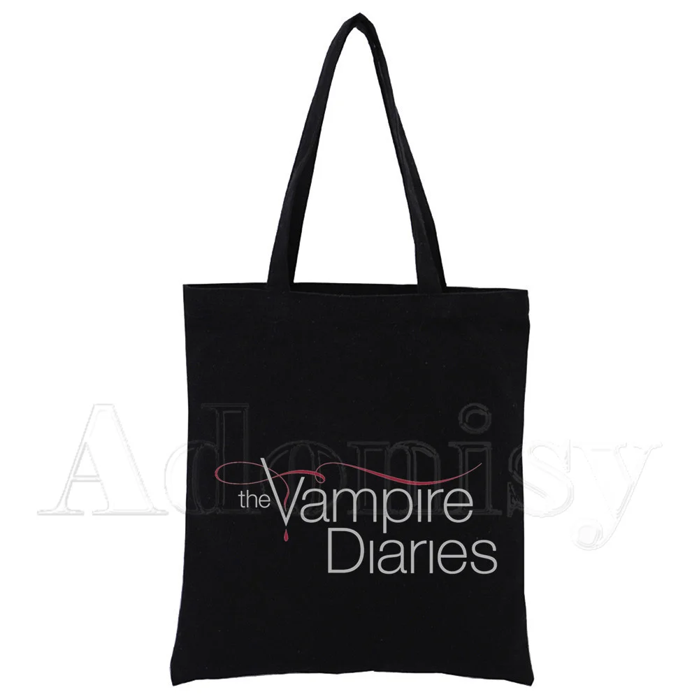 Damon Salvatore Vampyro Dienoraščiai Kronikos Vampiricas Drobė Maišelis Moterų Didelės talpos Eco Aplinkos Shopper Bag Black