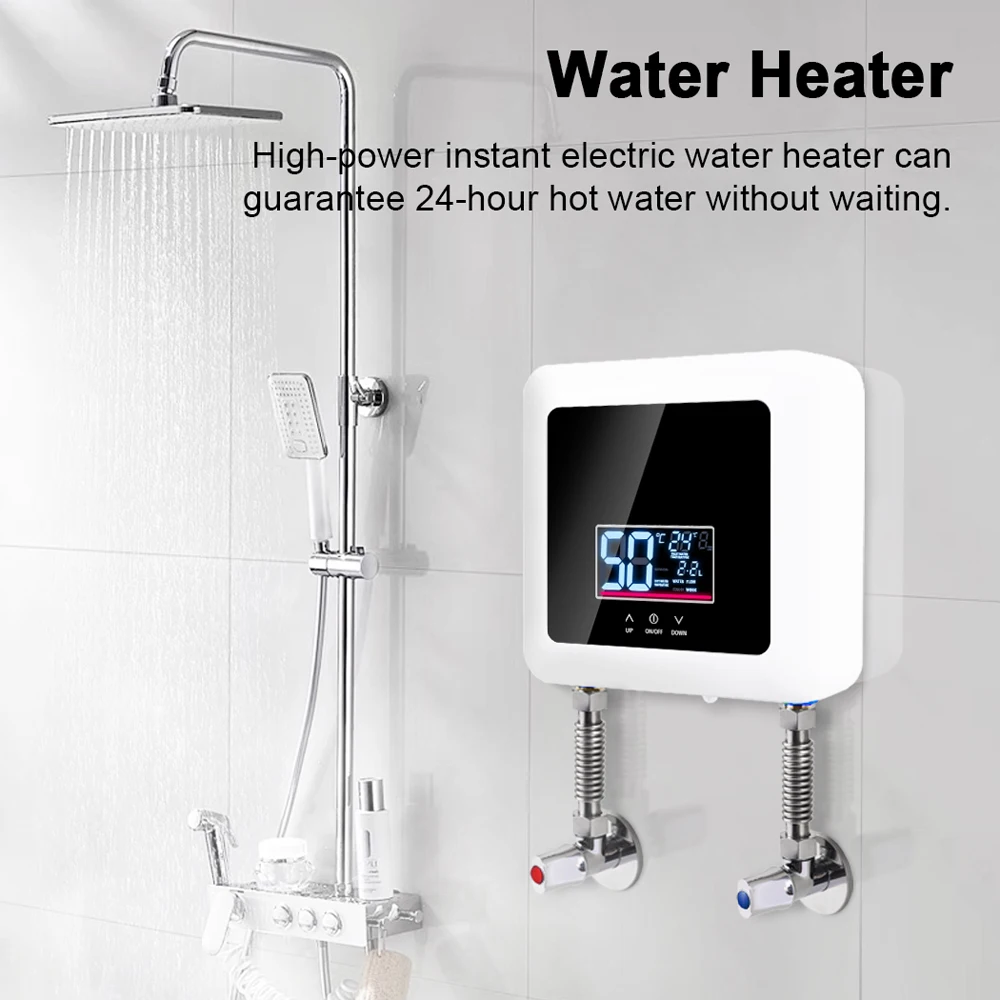 Elektrinis Momentinis Vandens Šildytuvas Mini Tankless Sienos Montuojamas Vandens Šildytuvas LED Ekranas, Nuotolinio Valdymo Namų Virtuvė Vonios kambarys