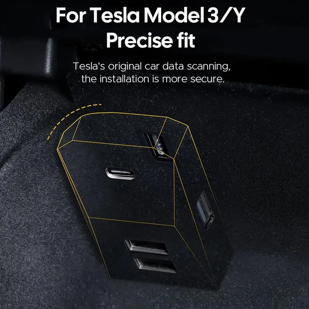 Futhope Glovebox USB Šakotuvą už Tesla Modelis 3 Modelis Y 2021-2023 Skaitmeninis Ekranas Splitter Docking Station Duomenų Tansmission