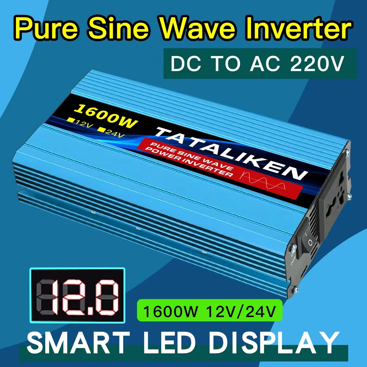 Inverter ES Lizdas Pure Sine Wave Auto Reikmenys DC 12V/24V AC 220V Įtampos Perdavimo Konverteris, Įkrovimo Adapteris LED Ekranas