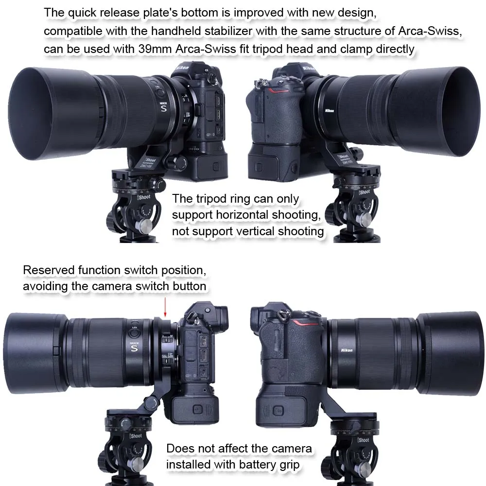 iShoot Objektyvas Apykaklės Trikojo stovo Žiedas Parama Nikon Nikkor Z MC 105mm F2.8 VR S, su Arca-Swiss Greito Atleidimo Plokštė