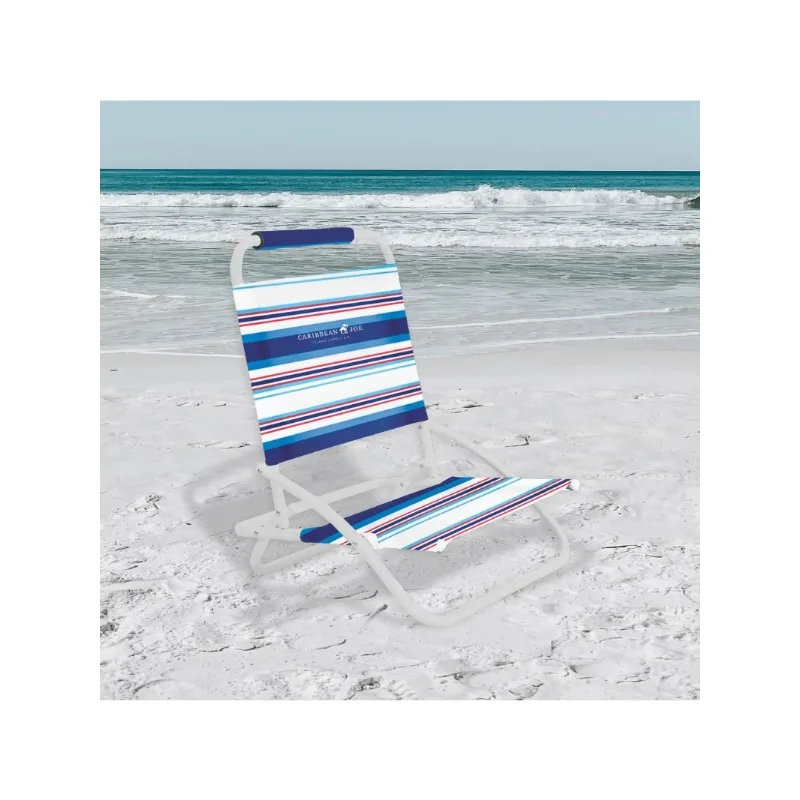 Karibų Joe Vieną Poziciją Lankstymo Paplūdimio Kėdės, Mėlyna/Raudona Juostele