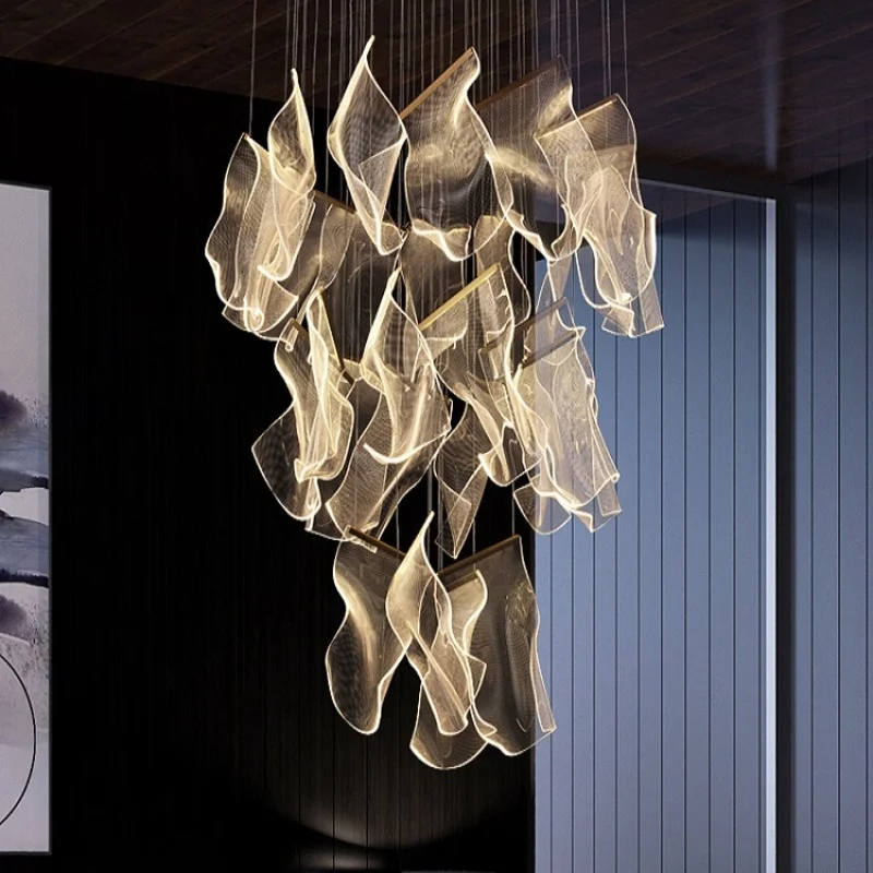 LED Akrilo Dizaineris Kabinti Lempas Aukso/Juoda Kambarį Liustra Apšvietimo, Pakabos Šviestuvas, Laiptų priedai veltiniams, vilna Lempa