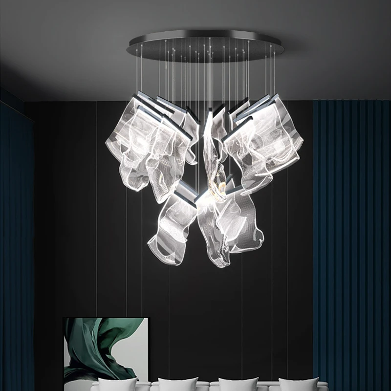 LED Akrilo Dizaineris Kabinti Lempas Aukso/Juoda Kambarį Liustra Apšvietimo, Pakabos Šviestuvas, Laiptų priedai veltiniams, vilna Lempa