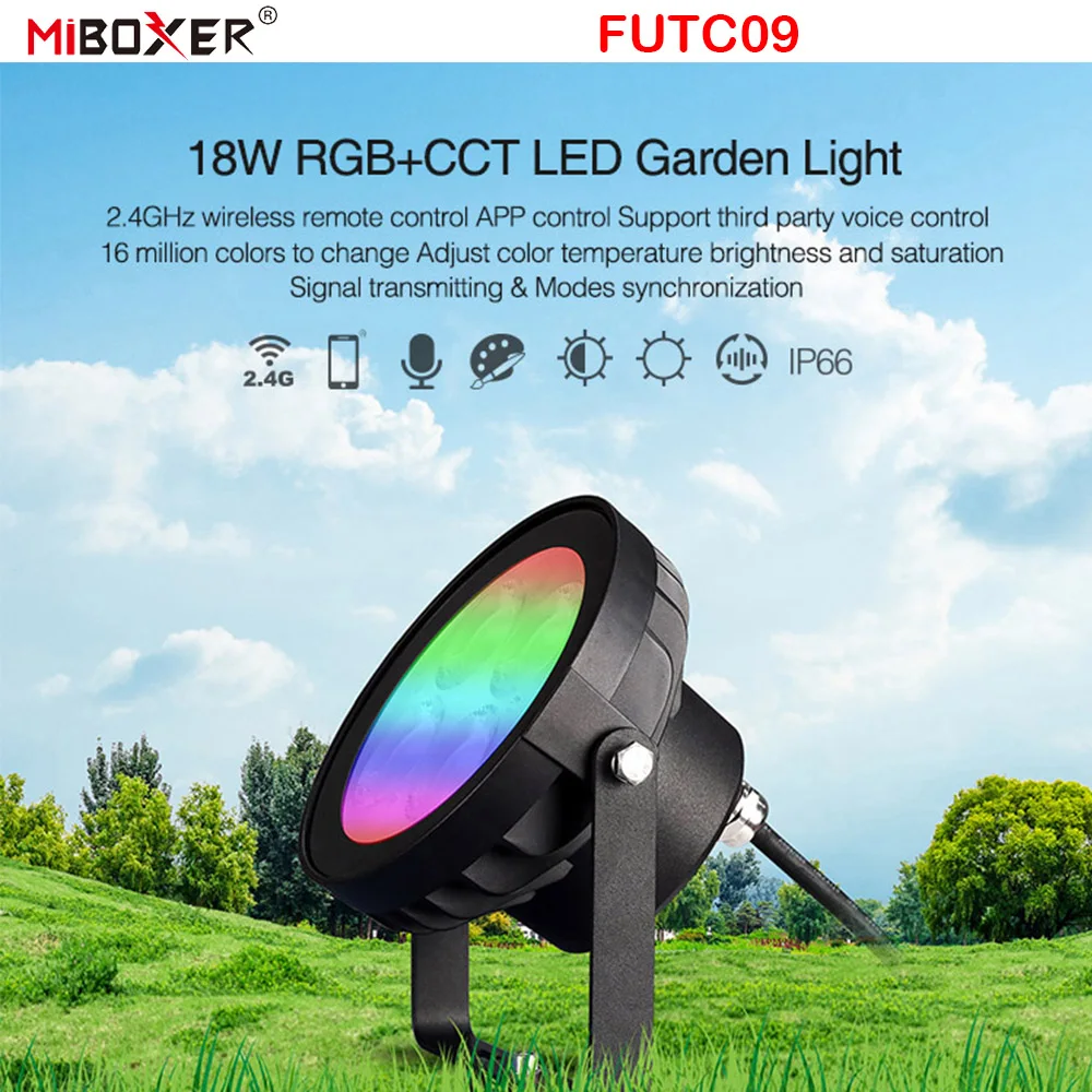 Miboxer FUTC09 18W RGB+BMT Smart LED Sodas Šviesos Vejos Šviesos Lauko Šviesos IP66 atsparus Vandeniui 2.4 G RF Nuotolinio App WiFi Balso Kontrolė