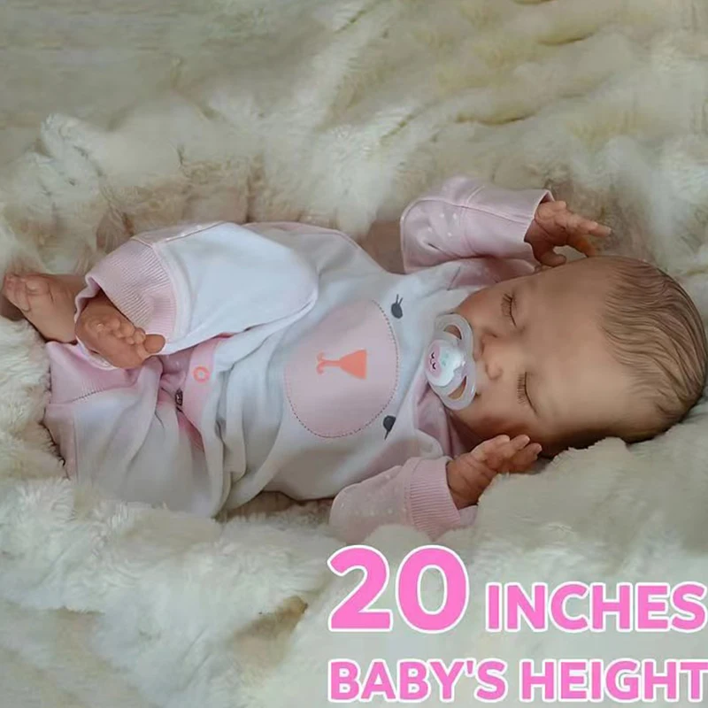 Naujas 20inch viso Kūno Vinilo Atgimsta 3D Lėlės Odos Kūdikis Reborn Lėles Visą Silikono Kūno Naujagimis Miega Lėlės Žaislų Mergaitėms Dovanų