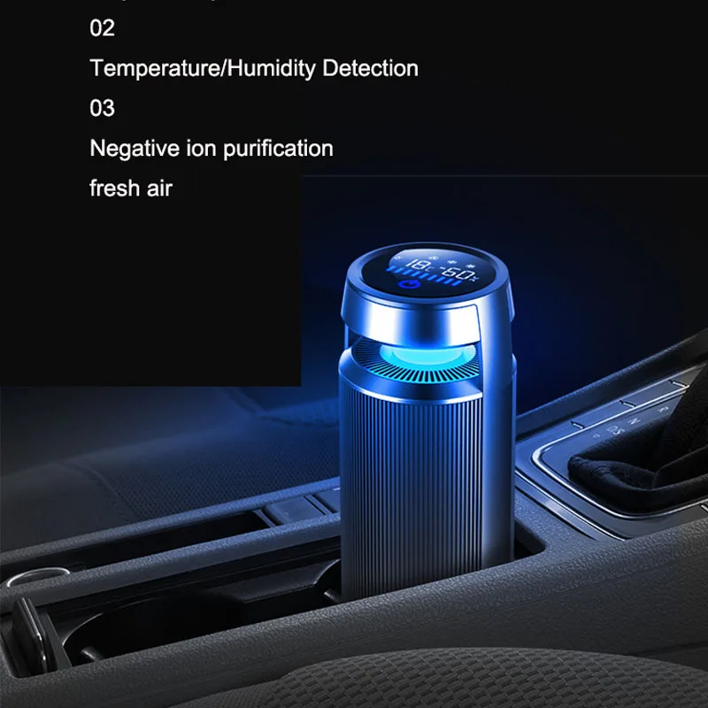 Naujas Aliuminio Lydinio Neigiamų Jonų Automobilių Oro Valytuvas Taurės Sėdynė Oro Monitoringo Automobilių Dezodorantas Formaldehido 80W 5V 3-speed Touch