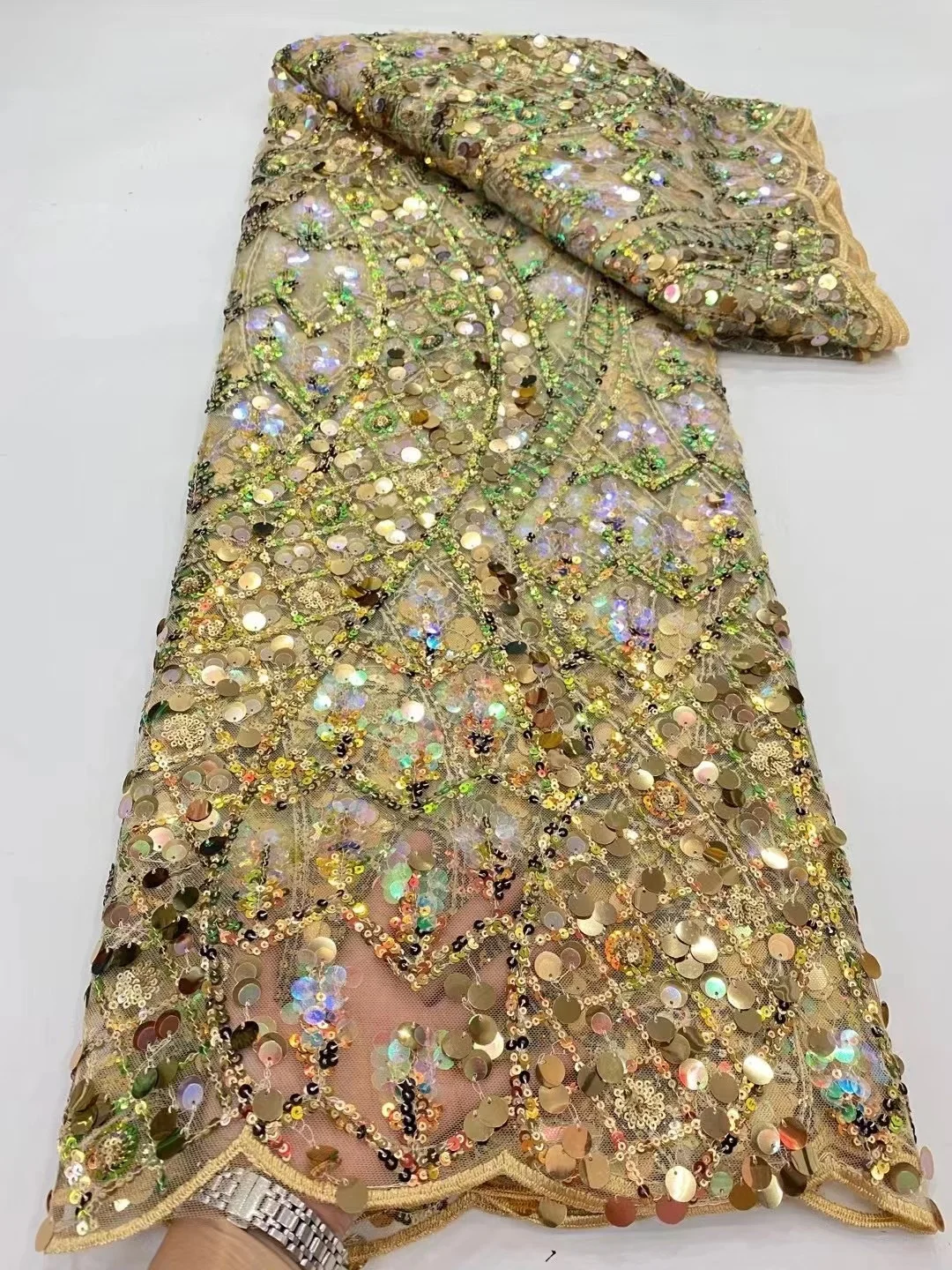 Naujas Atvykimo prancūzijos Ju Nėrinių Audinio Persikų Afrikos Tiulio Nėrinių medžiagos Su Blizgučiai Siuvinėjimas, Vestuvių Suknelės, Šaliai, 130*460cm
