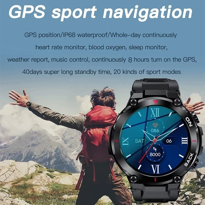 Naujų Karinių GPS Smart Žiūrėti AMOLED 360 * 360 HD Ekranas, Širdies ritmo Vandeniui Smart Laikrodžiai Yra Taikomas Xiaomi 
