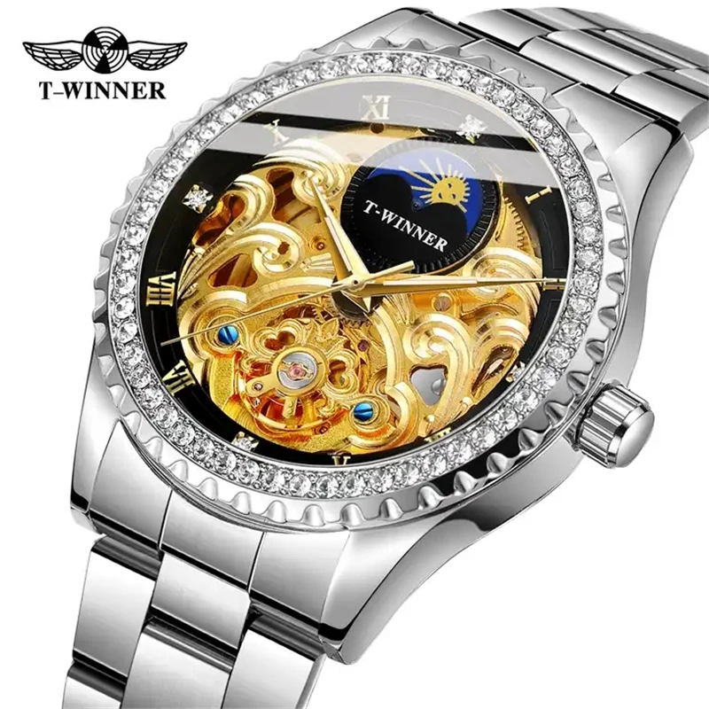 Nugalėtojas 367G Mados Skaidrią Šviesą Vyrų Automatinis Mechaninis laikrodis 2023 Top Brand Prabangus Visiškai Aukso Šviesos Skeleton Laikrodis