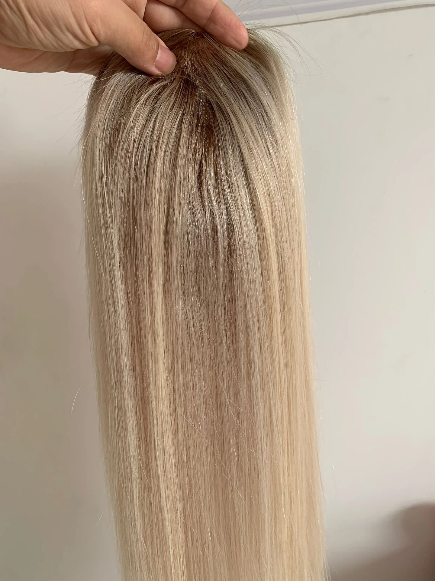 Ombre Šviesūs 8*15 cm Remy Plaukų Topper Gamtos Hairpiece Įrašą Plaukų priauginimas Žmogaus Plaukų Toupee Moterims
