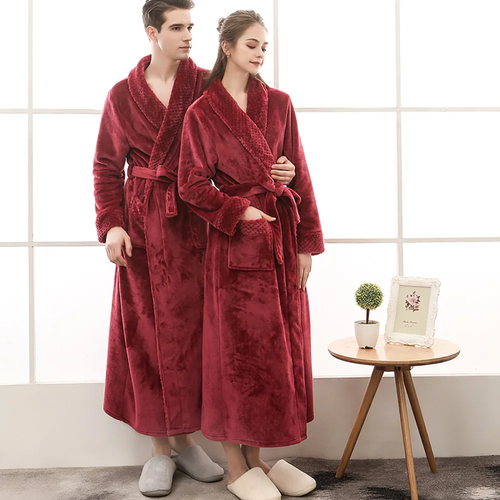Poroms, Vyrams, Flanelė Rūbeliai Žiemos Tirštėti Kimono Naktį Suknelės Plius Dydžio Rudenį Kratinys Flce Ilgas Mantijas Chalatas Pižamą