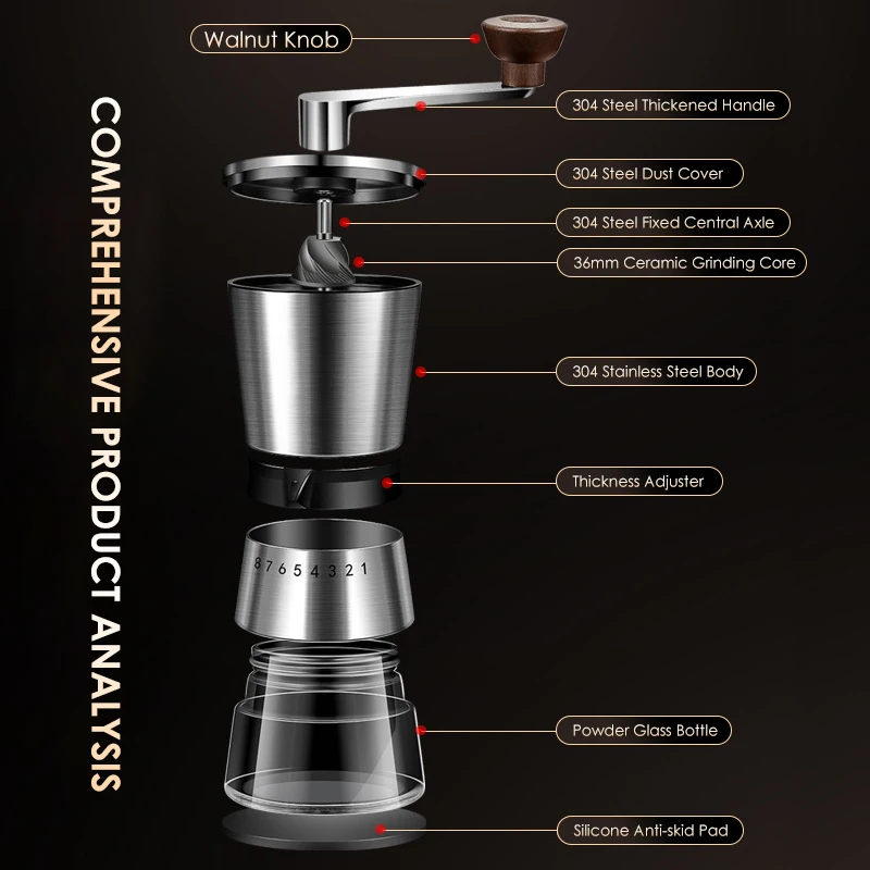 Rankinis Kavos Malūnėlis Kavos Pupelių Malūnėlis Reguliuojamas Storio Keraminių Šlifavimo Core Nuimamas Kavos Aparatas, Mini Įrankis