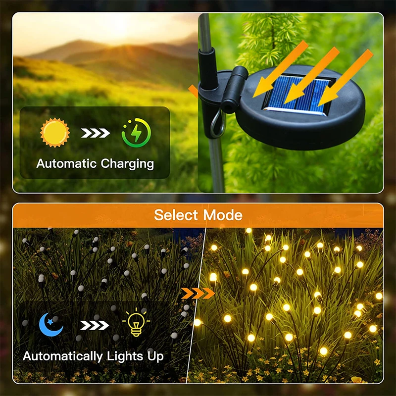 Saulės LED Firefly Lempos Lauko Šviesos žemės, Sodo Puošmena Vandeniui Sodas, Veja Fejerverkų Šviesos, Grindų Kalėdų