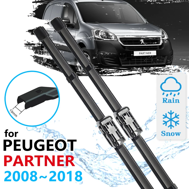 Už Peugeot Partner 2008~2018 Valymas Priekinio stiklo priekinio, galinio Stiklo Priedai, Šepečiai Šepečiai Plovimo 2vnt Auto Automobilis Priekiniai Valytuvai