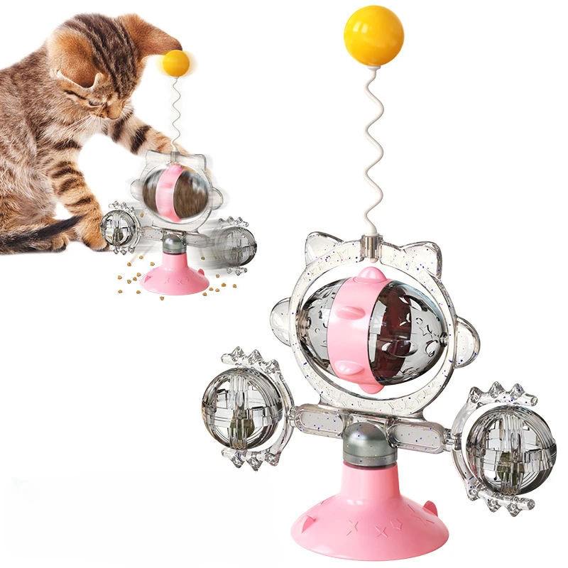Vėjo Malūnas Katė Žaislas Interaktyvus Kačiukas Sukasi Ratas, Kačių Maistas Pilstymo Žaislas Katė Lėtai Finansuojančiojo Žaislas