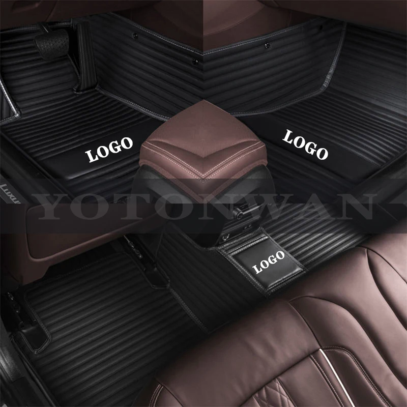 YOTONWAN Prabanga 7D Custom Stiliaus Odinę emblemą Automobilio Grindų Kilimėlio 100％ Už Greely Emgrand EB7 LC X7 GX7 EX7 Auto Priedai