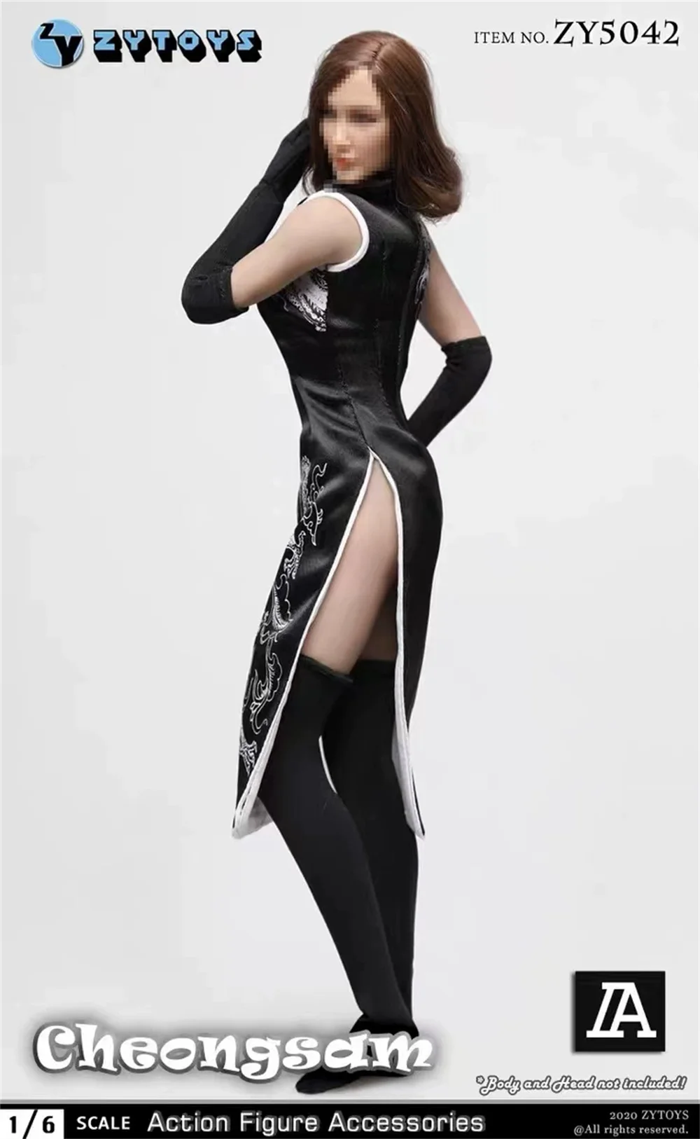 ZYTOYS ZY5042 1/6 Masto Seksualus moteriški Drabužiai Aukštos Padalinta Cheongsam Suknelė su White Dragon Modelį, 12