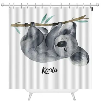 Koala Dušo Užuolaidos Rožinė Kawaii Mažai Koala Tree Lokys Mielas Gyvūnų Vonios Rinkiniai Gėlių Drugelis Natūralus Kaimiškas Vonios Užuolaidos