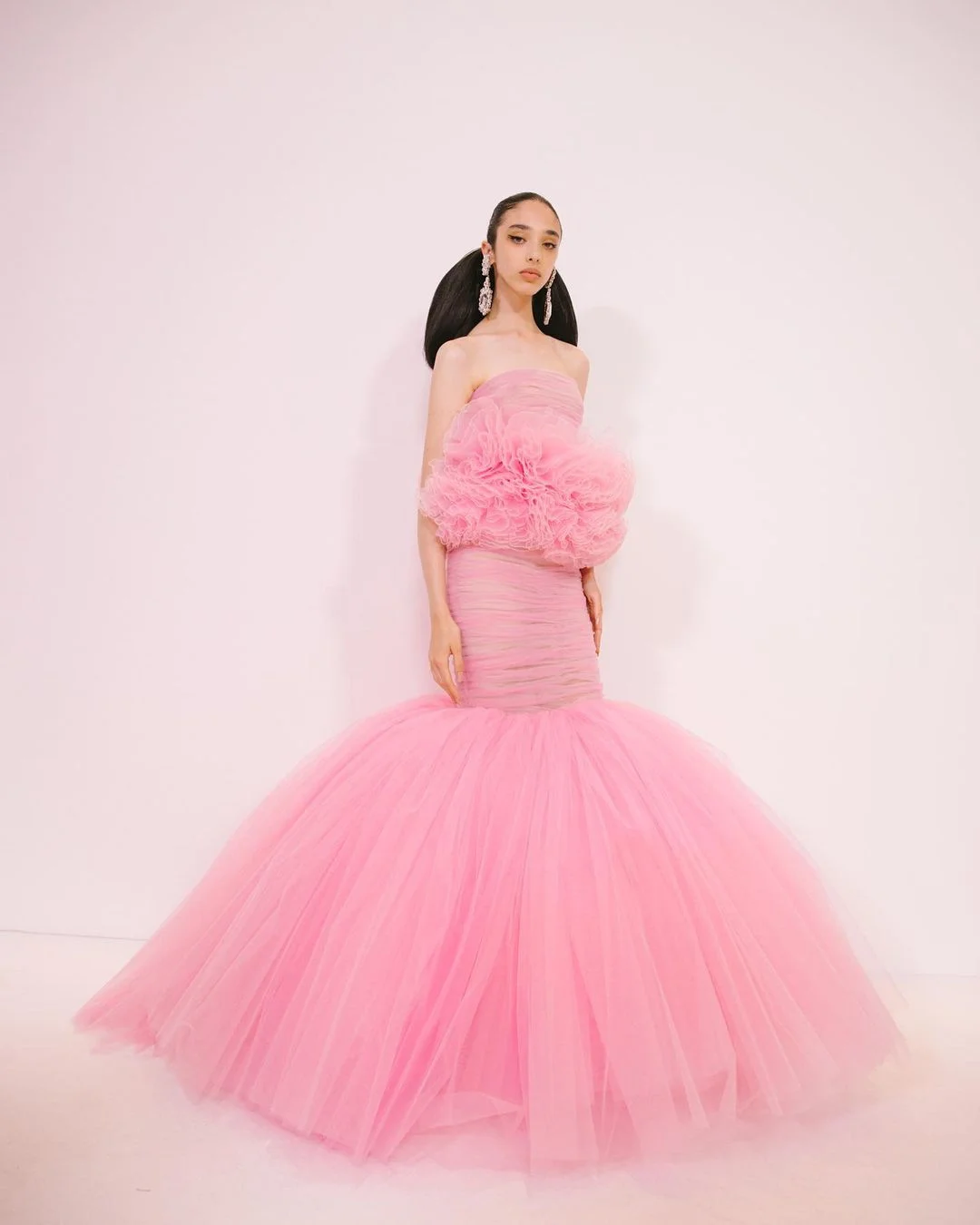 Xijun Spalvingas Baby Pink Pakopų Tiulio Raukiniai Undinė Vakaro Suknelės Rankovių Klostyti Ruched Promenadzie Suknelė, Vestuvės Suknelė 2023